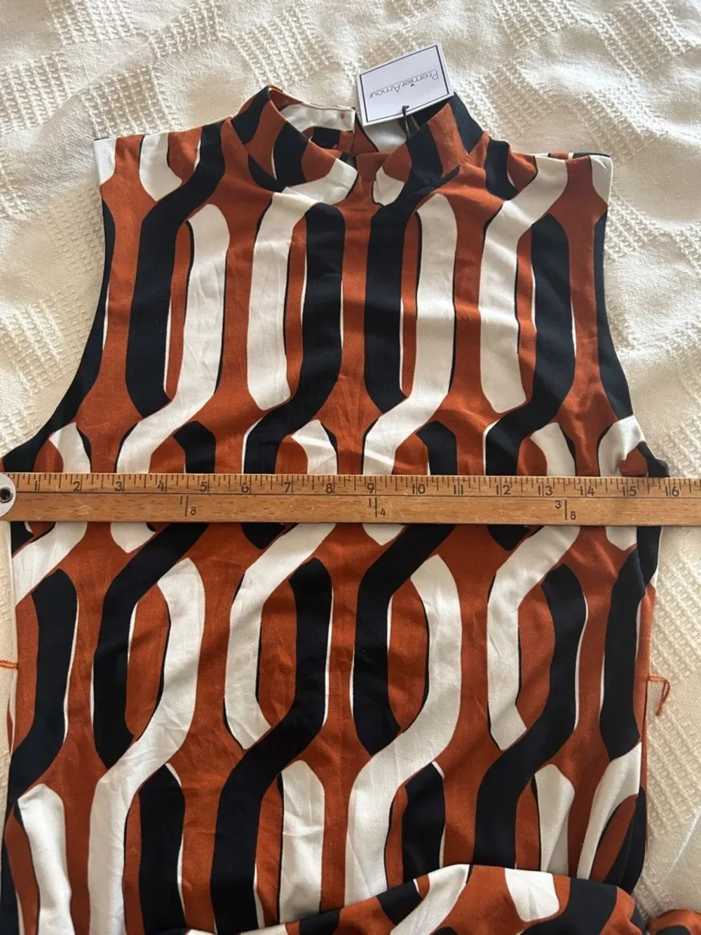 Premier Amour Sleeveless Geo-Chain Maxi Dress in Rust and Black 6 NWT